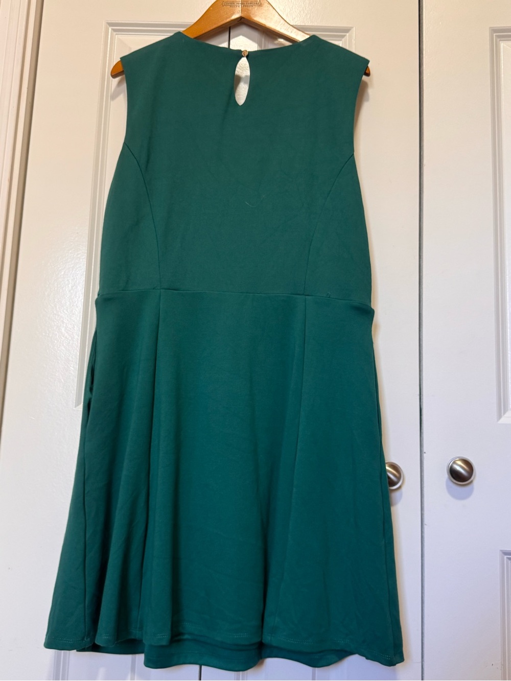 Draper James Green A-Line Dress Velvet Bow Pockets Size Large - Picture 3 of 12